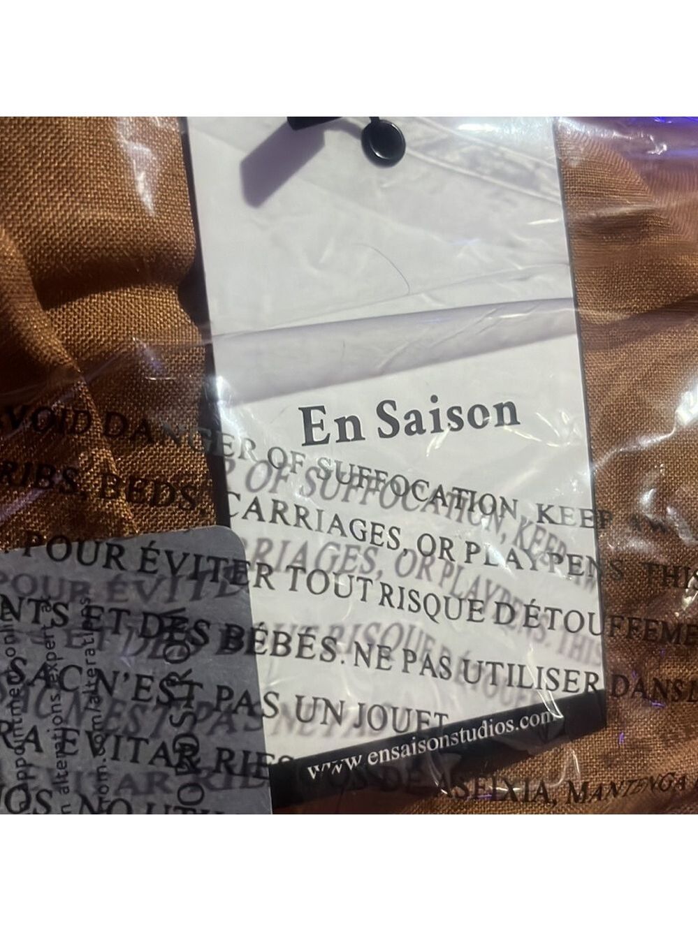 En Saison Linen Viscose Dress Cut Out O Ring Brown Women’s Size Large NWT - Picture 3 of 4